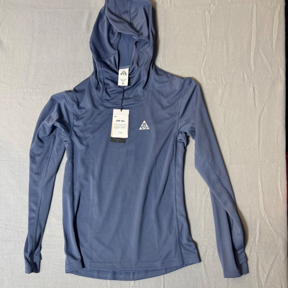 Nike ACG Dri-FIT ADV Long Sleeve Hoodie Men's Size Small Blue‎ UPF 40+